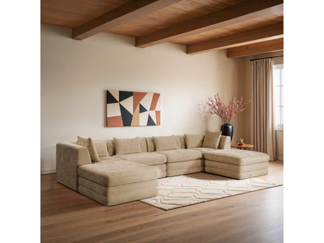 Newport Beige 152" Chenille Fabric Upholstered 6-Piece Modular Sectional - Ornate Home