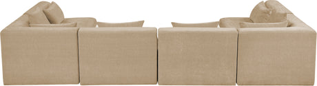 Newport Beige 152" Chenille Fabric Upholstered 6-Piece Modular Sectional - Ornate Home