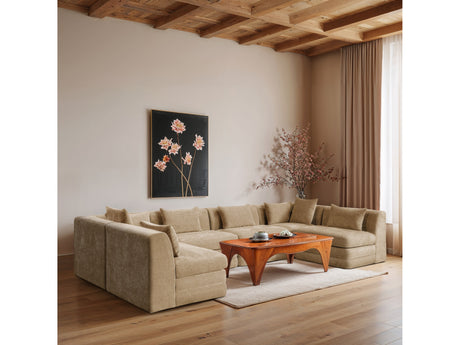 Newport Beige 152" Chenille Fabric Upholstered 6-Piece Modular Sectional - Ornate Home