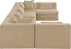 Newport Beige 152" Chenille Fabric Upholstered 6-Piece U Shaped Modular Sectional - Ornate Home