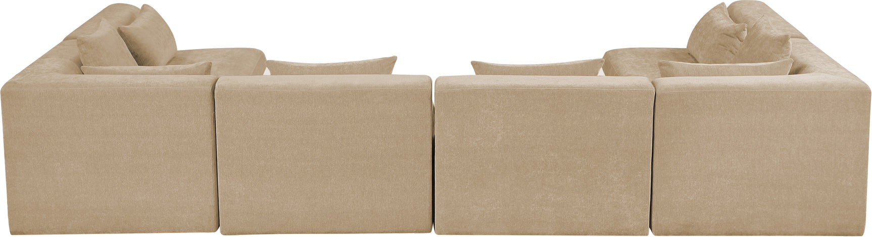 Newport Beige 152" Chenille Fabric Upholstered 6-Piece U Shaped Modular Sectional - Ornate Home