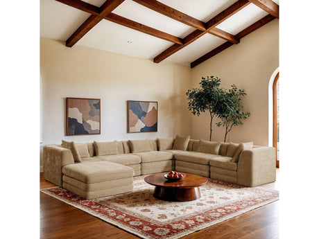 Newport Beige 152" Chenille Fabric Upholstered 7-Piece Modular Sectional - Ornate Home