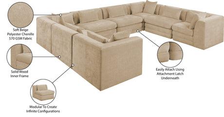 Newport Beige 152" Chenille Fabric Upholstered 8-Piece Modular Sectional - Ornate Home