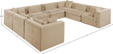 Newport Beige 152" Chenille Fabric Upholstered 8-Piece Modular Sectional - Ornate Home