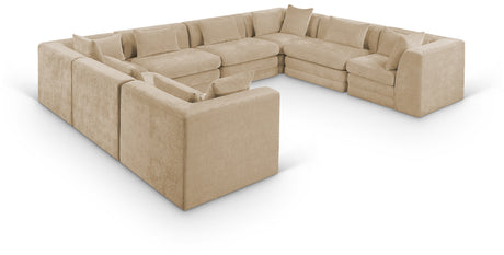 Newport Beige 152" Chenille Fabric Upholstered 8-Piece Modular Sectional - Ornate Home