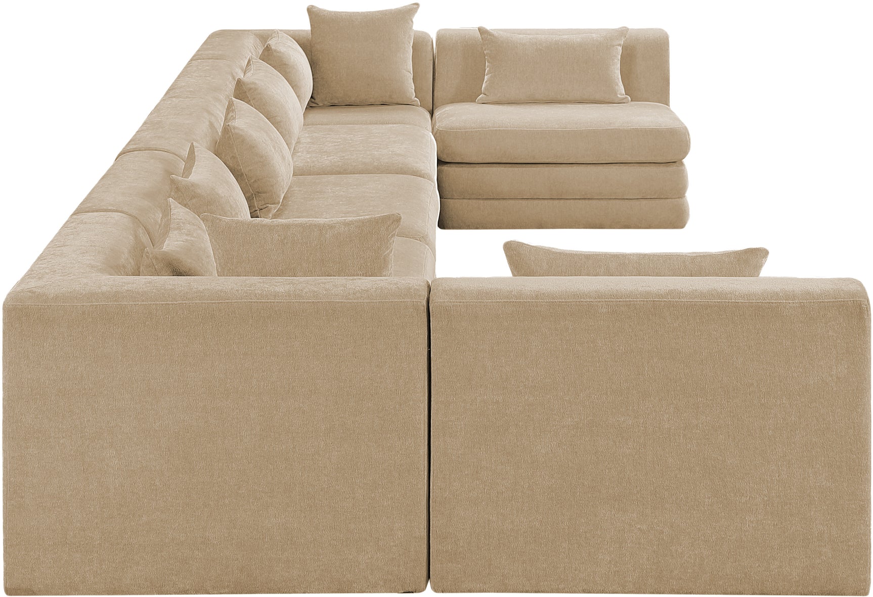 Newport Beige 190" Chenille Fabric Upholstered 7-Piece Modular Sectional - Ornate Home