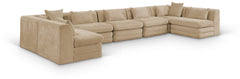 Newport Beige 190" Chenille Fabric Upholstered 7-Piece Modular Sectional - Ornate Home