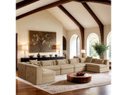 Newport Beige 190" Chenille Fabric Upholstered 7-Piece Modular Sectional - Ornate Home