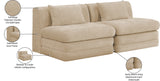 Newport Beige 76" Chenille Fabric Upholstered 2-Piece Armless Modular Loveseat - Ornate Home