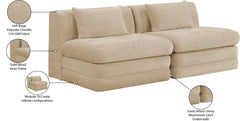 Newport Beige 76" Chenille Fabric Upholstered 2-Piece Armless Modular Loveseat - Ornate Home
