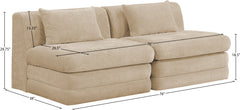 Newport Beige 76" Chenille Fabric Upholstered 2-Piece Armless Modular Loveseat - Ornate Home