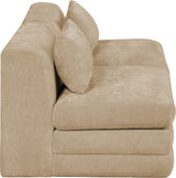 Newport Beige 76" Chenille Fabric Upholstered 2-Piece Armless Modular Loveseat - Ornate Home