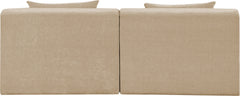 Newport Beige 76" Chenille Fabric Upholstered 2-Piece Armless Modular Loveseat - Ornate Home