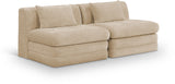 Newport Beige 76" Chenille Fabric Upholstered 2-Piece Armless Modular Loveseat - Ornate Home