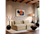 Newport Beige 76" Chenille Fabric Upholstered 2-Piece Armless Modular Loveseat - Ornate Home