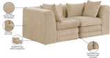 Newport Beige 76" Chenille Fabric Upholstered 2-Piece Modular Loveseat - Ornate Home