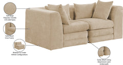 Newport Beige 76" Chenille Fabric Upholstered 2-Piece Modular Loveseat - Ornate Home