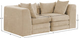 Newport Beige 76" Chenille Fabric Upholstered 2-Piece Modular Loveseat - Ornate Home