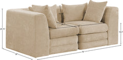 Newport Beige 76" Chenille Fabric Upholstered 2-Piece Modular Loveseat - Ornate Home