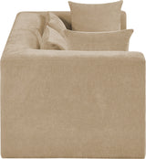 Newport Beige 76" Chenille Fabric Upholstered 2-Piece Modular Loveseat - Ornate Home