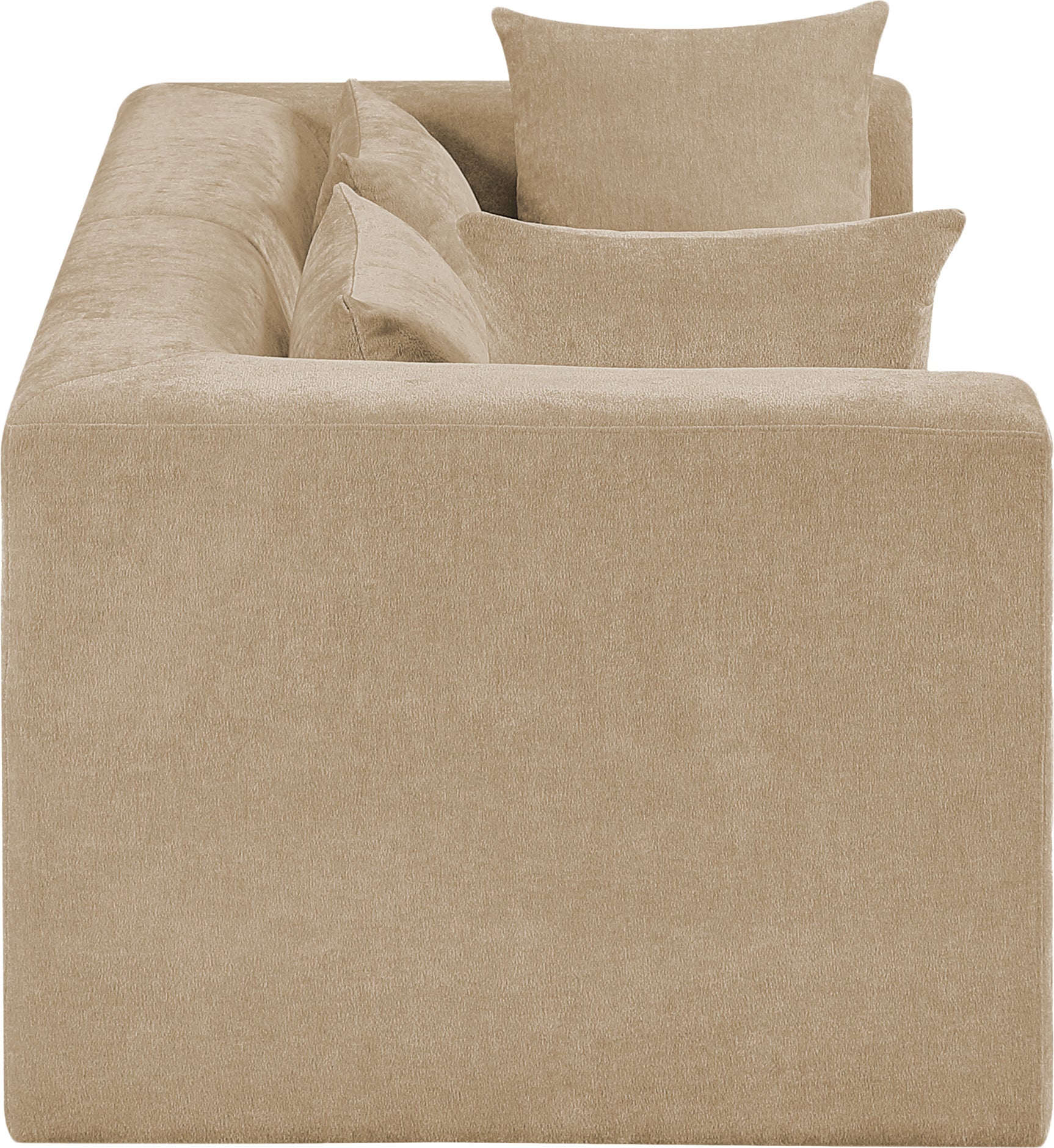 Newport Beige 76" Chenille Fabric Upholstered 2-Piece Modular Loveseat - Ornate Home