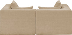 Newport Beige 76" Chenille Fabric Upholstered 2-Piece Modular Loveseat - Ornate Home