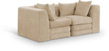 Newport Beige 76" Chenille Fabric Upholstered 2-Piece Modular Loveseat - Ornate Home