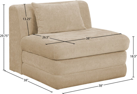 Newport Beige Fabric Upholstered Modular Armless Chair - Ornate Home