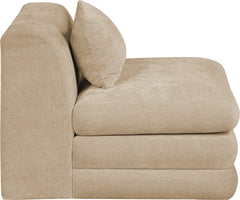 Newport Beige Fabric Upholstered Modular Armless Chair - Ornate Home