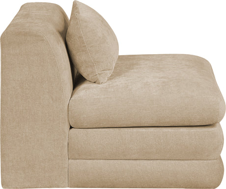 Newport Beige Fabric Upholstered Modular Armless Chair - Ornate Home