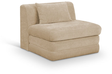 Newport Beige Fabric Upholstered Modular Armless Chair - Ornate Home