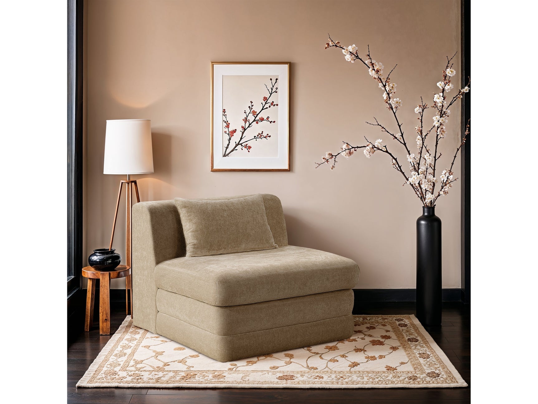 Newport Beige Fabric Upholstered Modular Armless Chair - Ornate Home