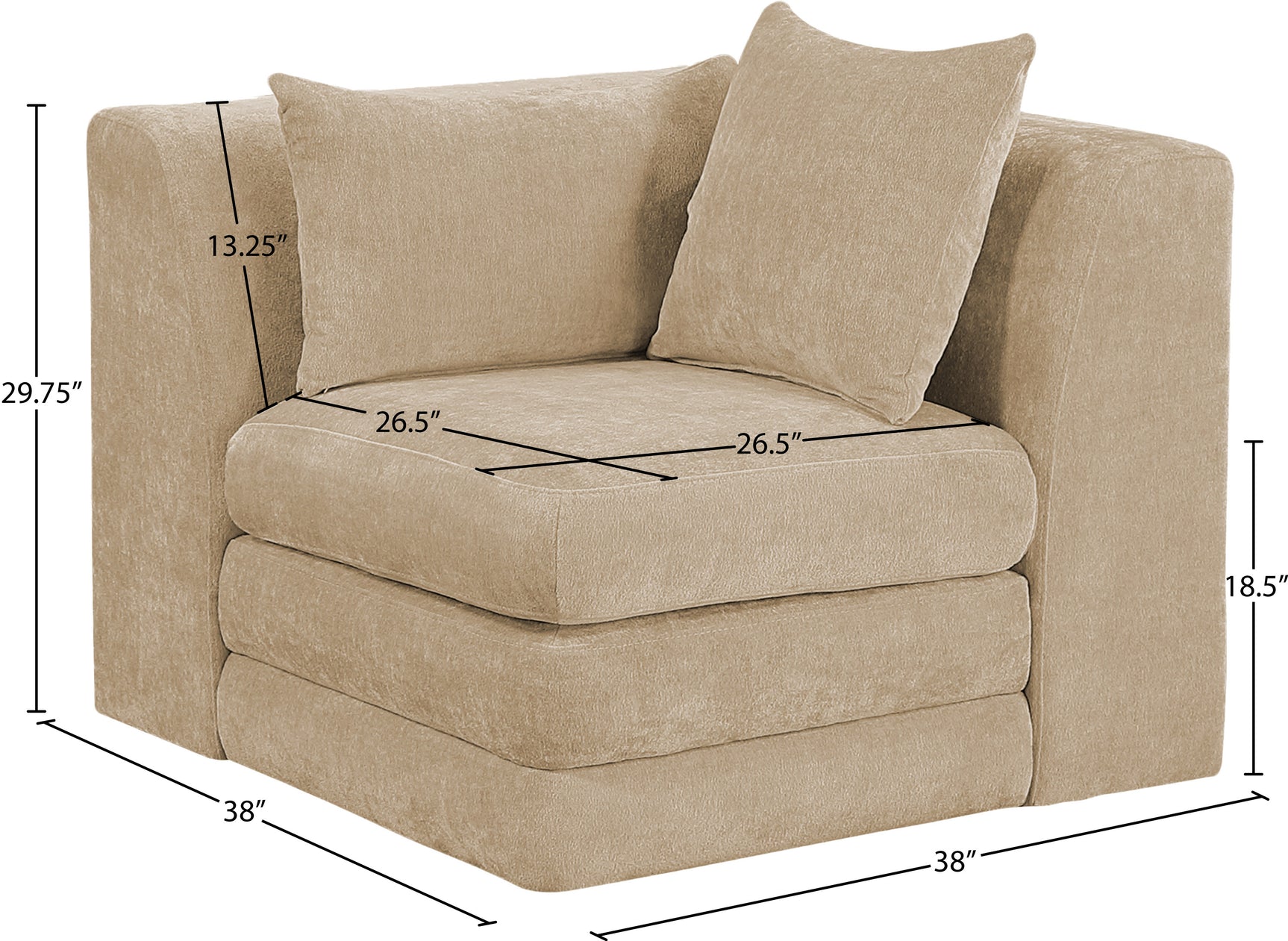 Newport Beige Fabric Upholstered Modular Corner Chair - Ornate Home