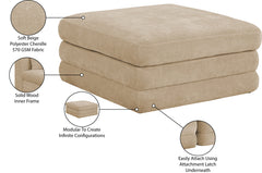 Newport Beige Fabric Upholstered Modular Ottoman - Ornate Home