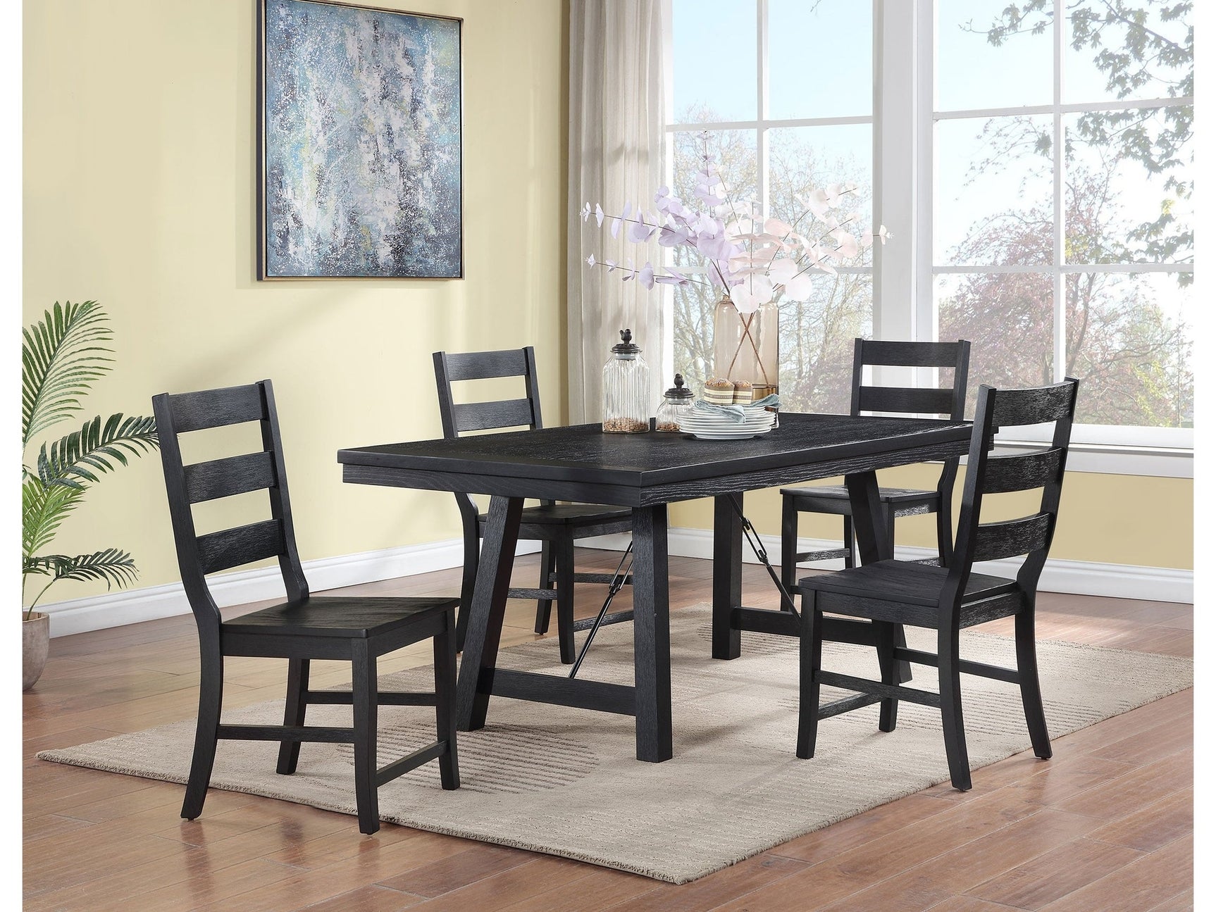 Newport Black 5-piece Dining Room Set - Ornate Home