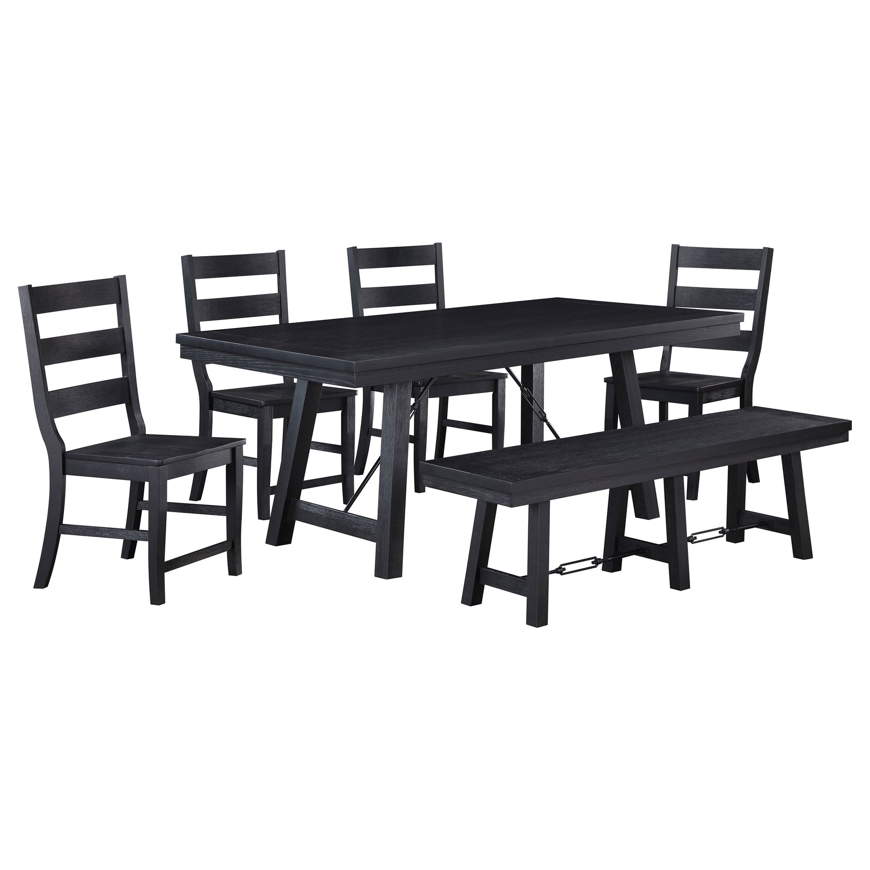 Newport Black 6-piece Dining Room Set - Ornate Home