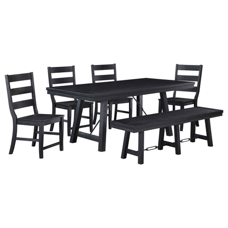 Newport Black 6-piece Dining Room Set - Ornate Home