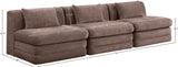 Newport Brown 114" Chenille Fabric Upholstered 3-Piece Armless Modular Sofa - Ornate Home