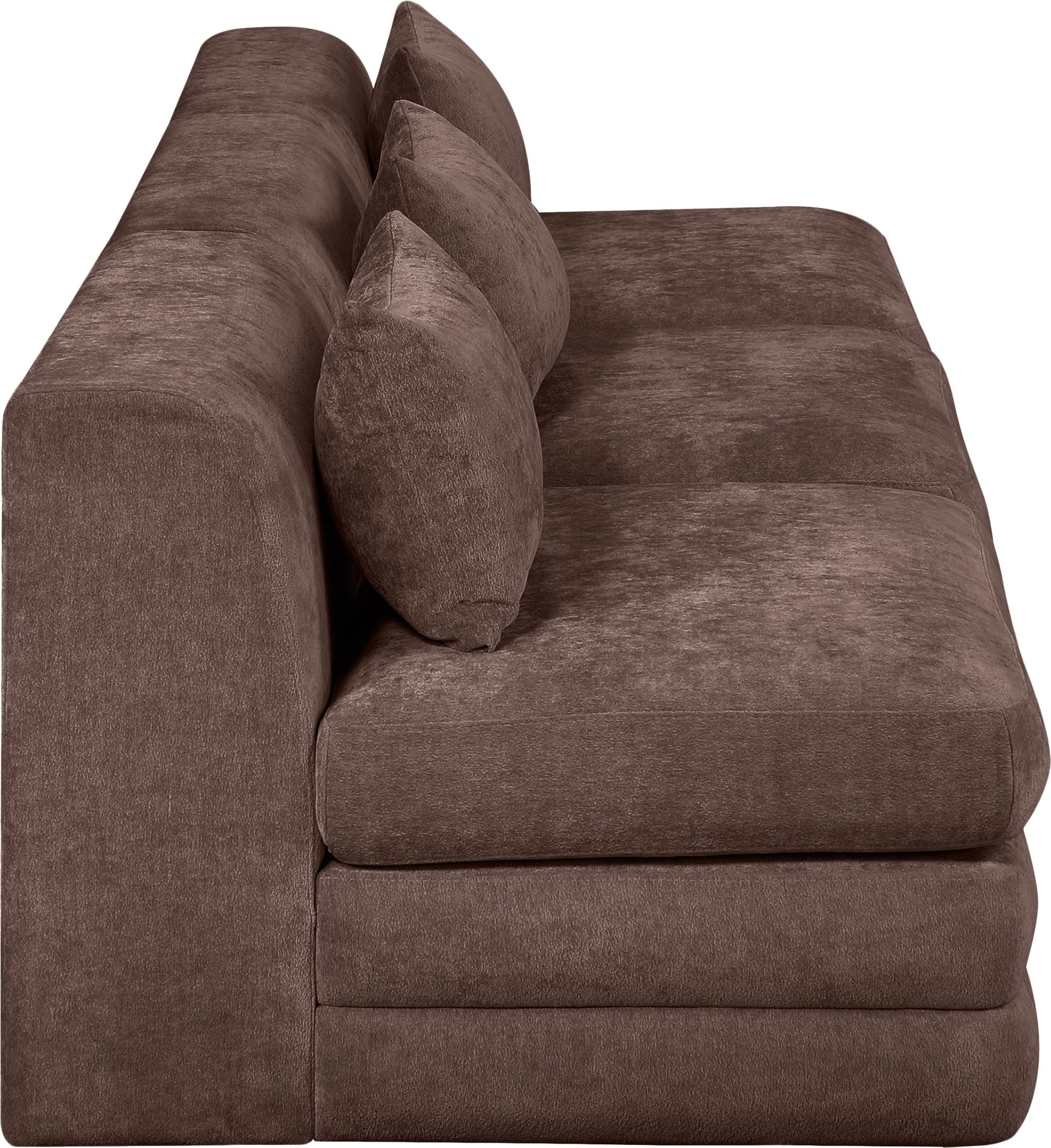 Newport Brown 114" Chenille Fabric Upholstered 3-Piece Armless Modular Sofa - Ornate Home