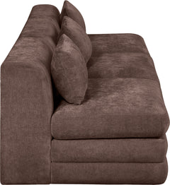 Newport Brown 114" Chenille Fabric Upholstered 3-Piece Armless Modular Sofa - Ornate Home