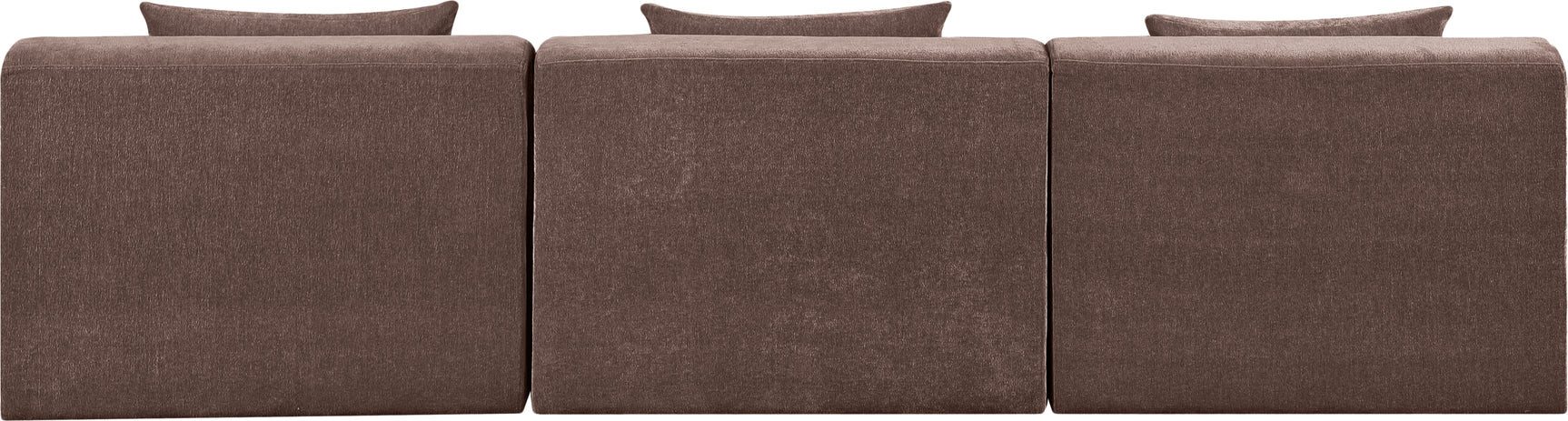 Newport Brown 114" Chenille Fabric Upholstered 3-Piece Armless Modular Sofa - Ornate Home