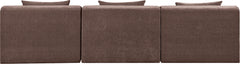 Newport Brown 114" Chenille Fabric Upholstered 3-Piece Armless Modular Sofa - Ornate Home