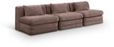 Newport Brown 114" Chenille Fabric Upholstered 3-Piece Armless Modular Sofa - Ornate Home