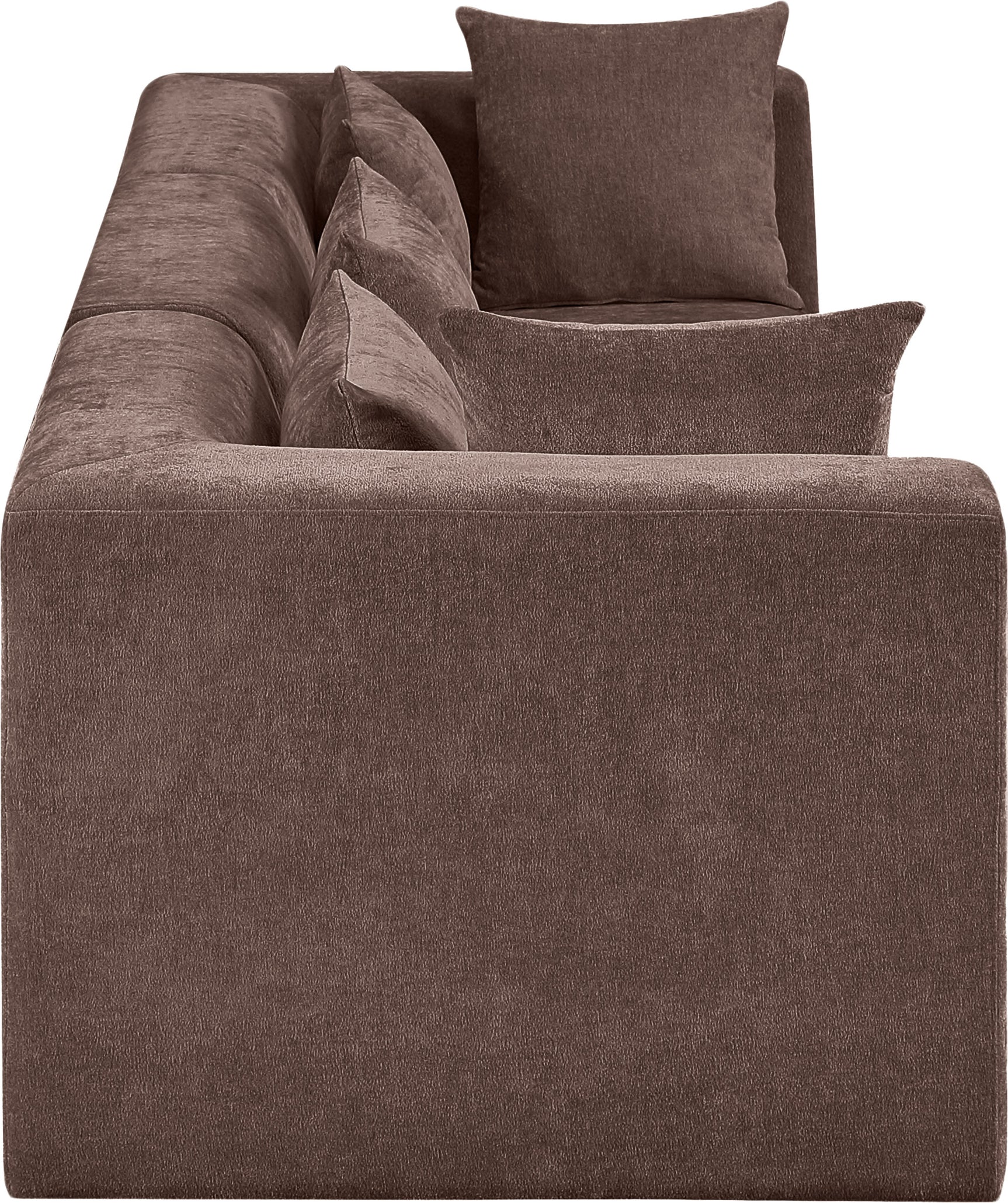Newport Brown 114" Chenille Fabric Upholstered 3-Piece Modular Sofa - Ornate Home