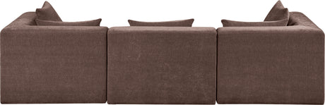 Newport Brown 114" Chenille Fabric Upholstered 3-Piece Modular Sofa - Ornate Home