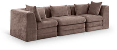 Newport Brown 114" Chenille Fabric Upholstered 3-Piece Modular Sofa - Ornate Home