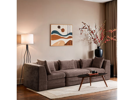 Newport Brown 114" Chenille Fabric Upholstered 3-Piece Modular Sofa - Ornate Home