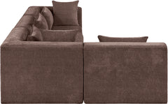 Newport Brown 114" Chenille Fabric Upholstered 4-Piece L Shaped Modular Sectional - Ornate Home
