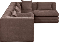 Newport Brown 114" Chenille Fabric Upholstered 4-Piece L Shaped Modular Sectional - Ornate Home