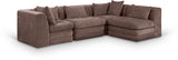 Newport Brown 114" Chenille Fabric Upholstered 4-Piece L Shaped Modular Sectional - Ornate Home